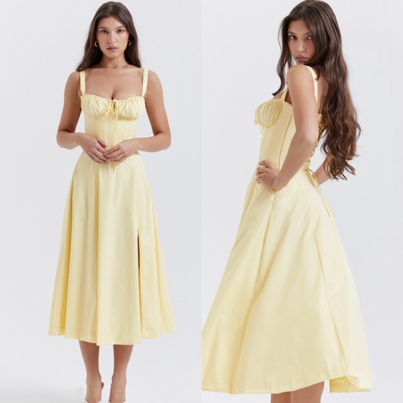 HOUSE OF CB 'Carmen' Buttercup Bustier Sundress - Picture 3 of 16